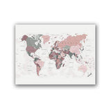 Toile Carte du Monde Pays Rose Chair | MondeAndCo