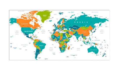 Toile Carte du Monde Politique Colorée | MondeAndCo