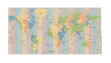 Toile Carte du Monde Politique Fuseaux horaires | MondeAndCo